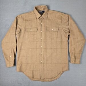 VTG Polo Ralph Lauren Shirt‎ Mens Medium Pratt 100% Camel Hair Button Up *READ